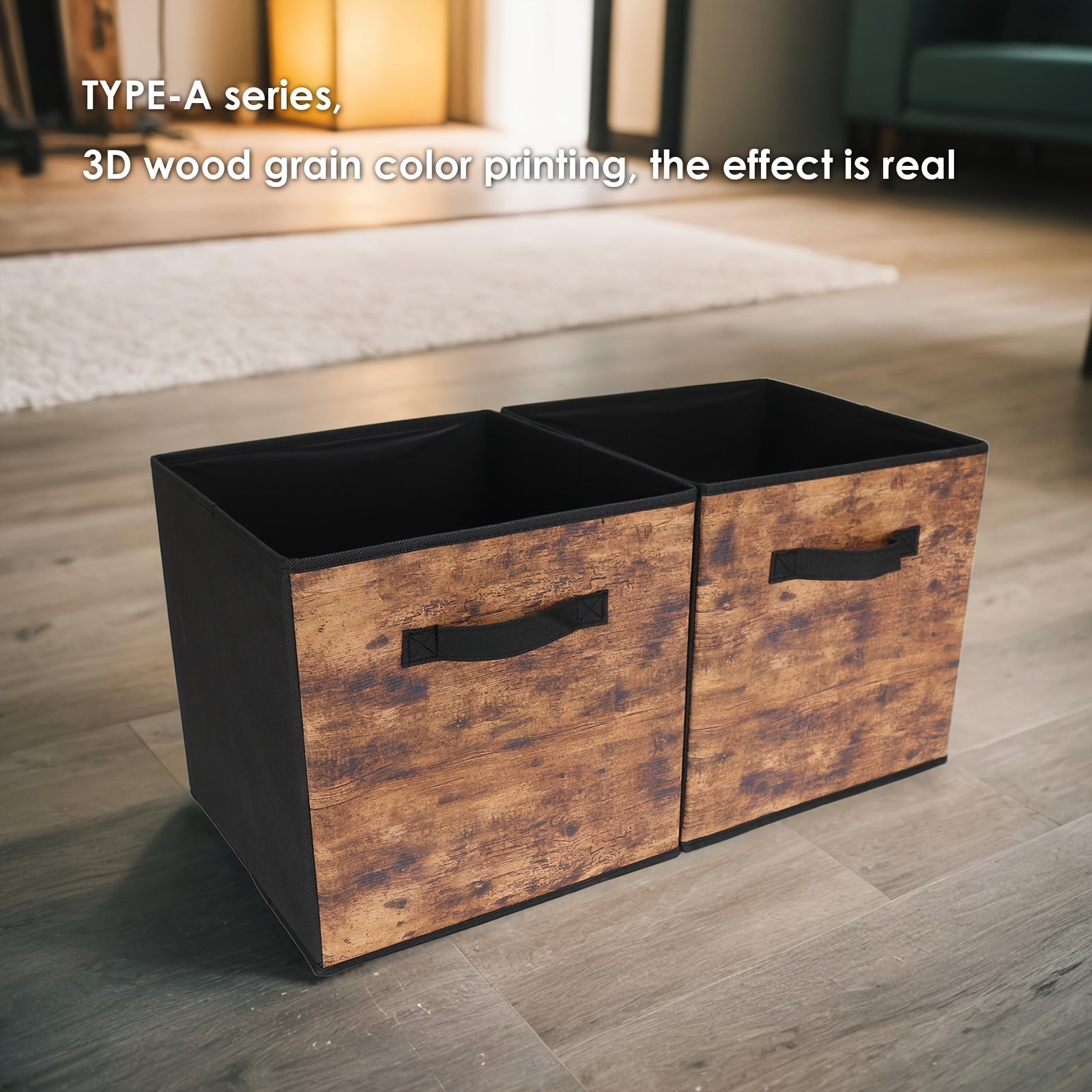 3 ta yig'iladigan saqlash qutisi to'plami, tutqichlar bilan, to'qilmagan mato, kiyimlar, o'yinchoqlar va boshqalar uchun