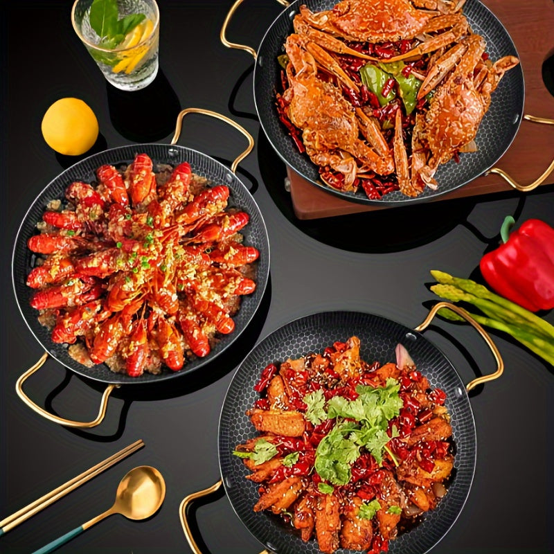 Stainless Steel Wok Pan with Honeycomb Non-Stick Coating for Gas Stovetops