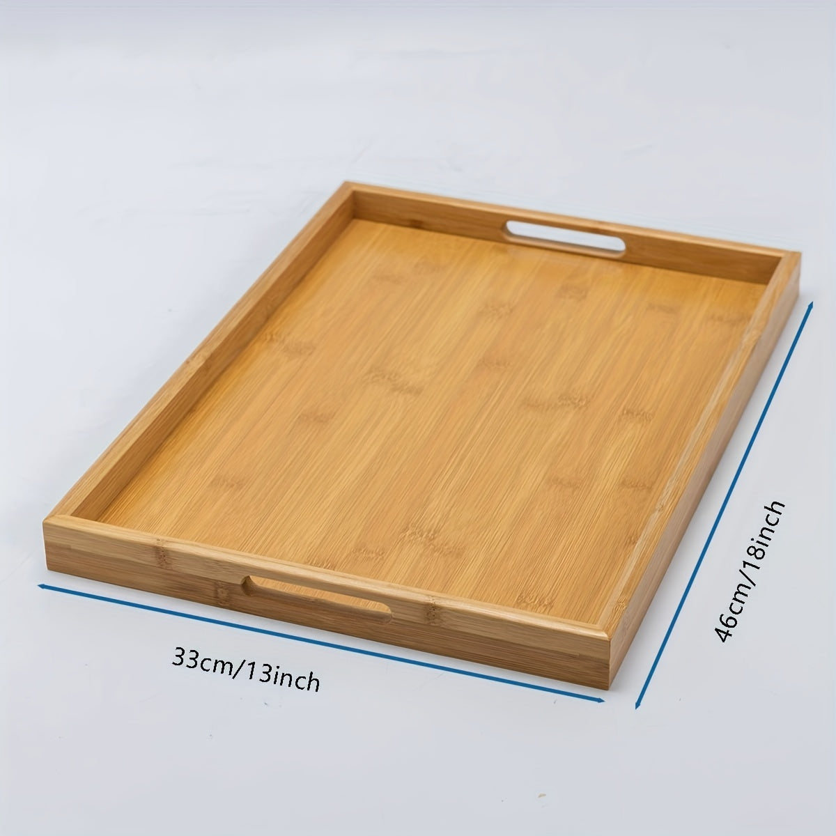 Bamboo Serving Tray with Handles for Eating, Working, and Storage