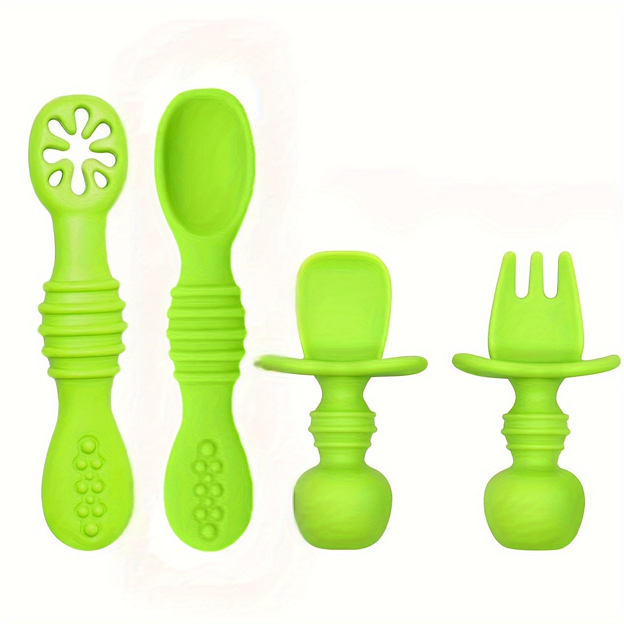 Silicone Baby Utensil Set Fork and Spoon for Soft Feeding and Training