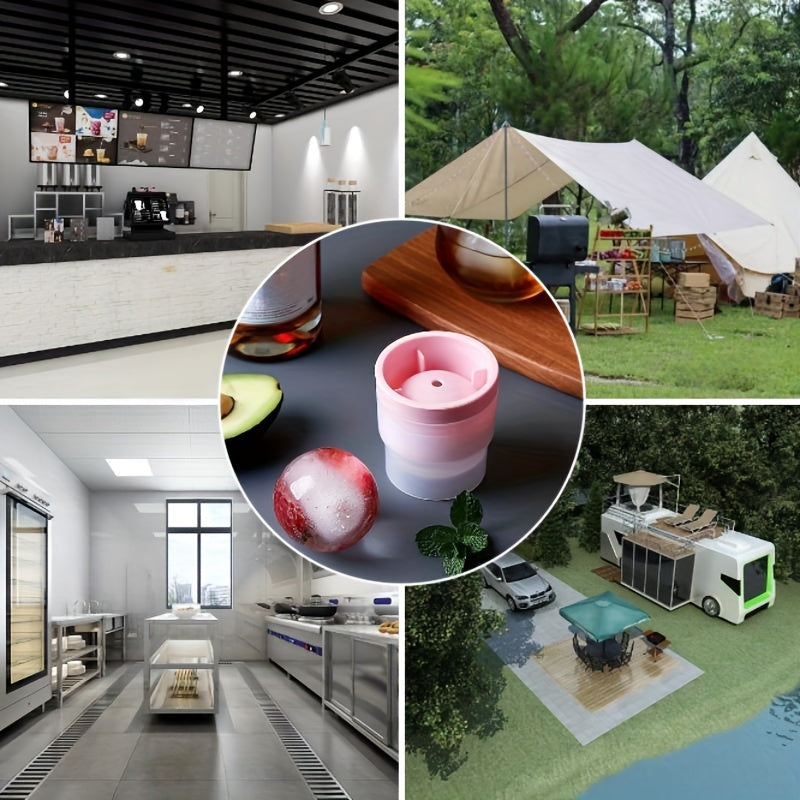 Spherical Whiskey Ice Cube Mold With Cover for Home and Restaurant Use