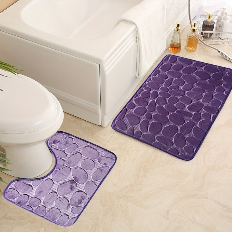 Conjunto de alfombrillas de baño antideslizantes en relieve con espuma viscoelástica, absorbentes y de secado rápido