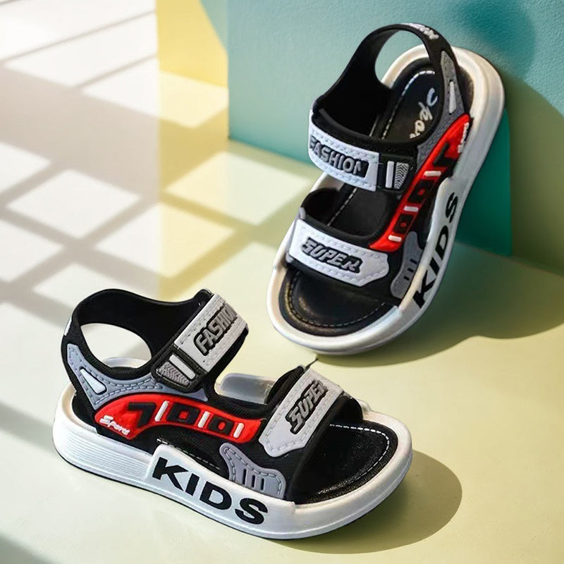 Boys' Open-Toe Sandals Adjustable Straps Indoor Outdoor PVC Microfiber Non-Slip