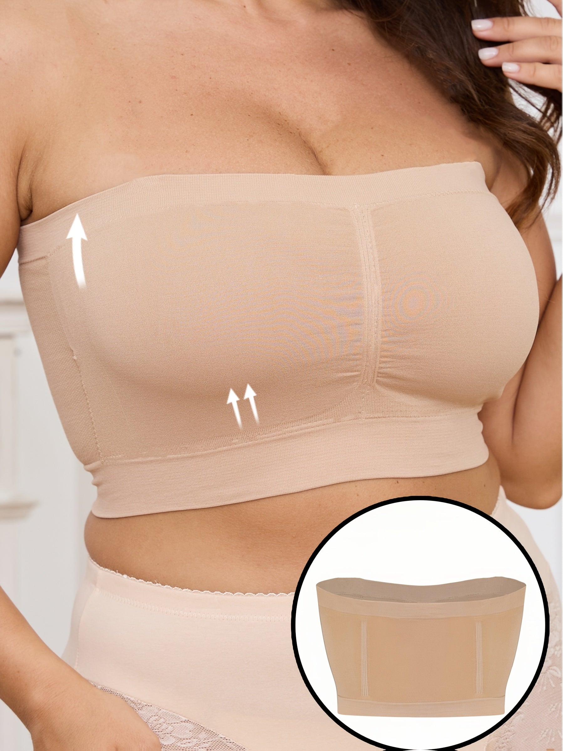 Women Seamless Plus Size Tube Top Strapless Sports Bra Breathable No Padding