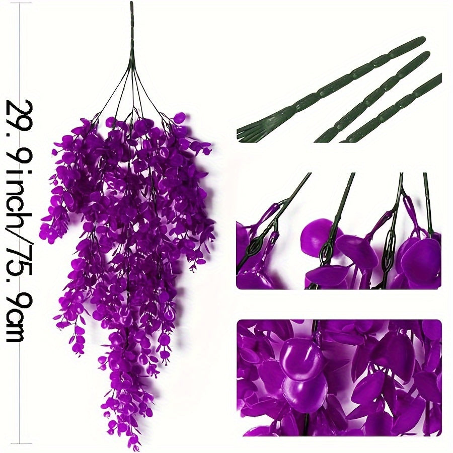 Artificial Eucalyptus Vine Plants Set of Two for Home Outdoor Decor Purple Faux Hanging Greenery