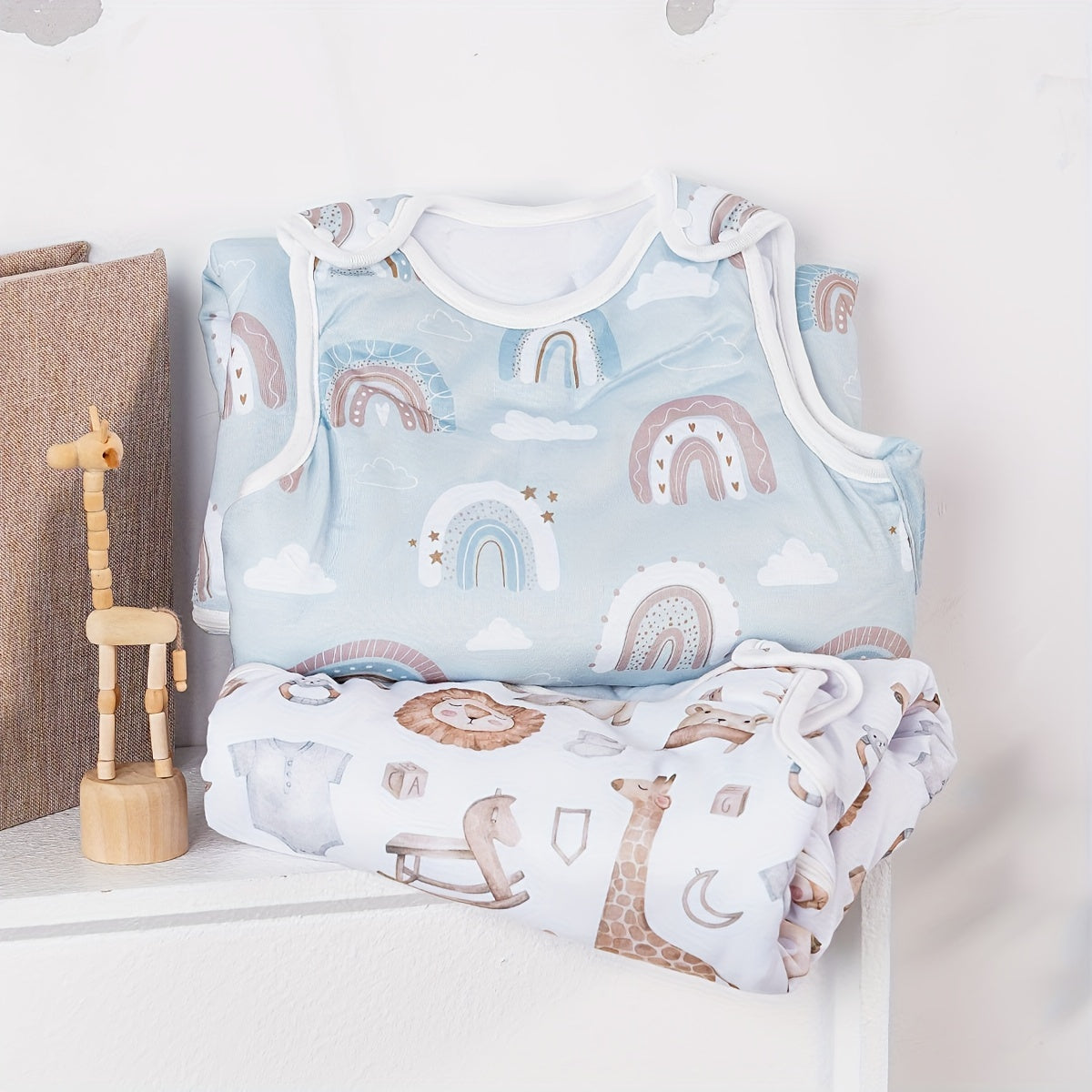 Baby Sleeping Bag for Infants 0-3 Years Polyester Zipper Sleep Sack with Cute Print