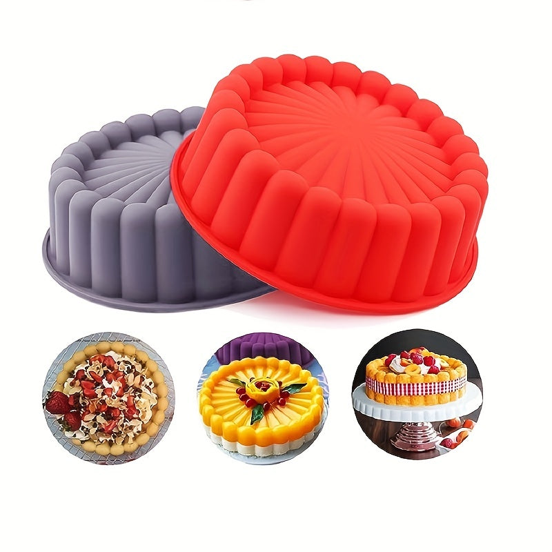 Silicone Cake Pan Non-Stick 20.32cm Circular Flower Mold for Baking