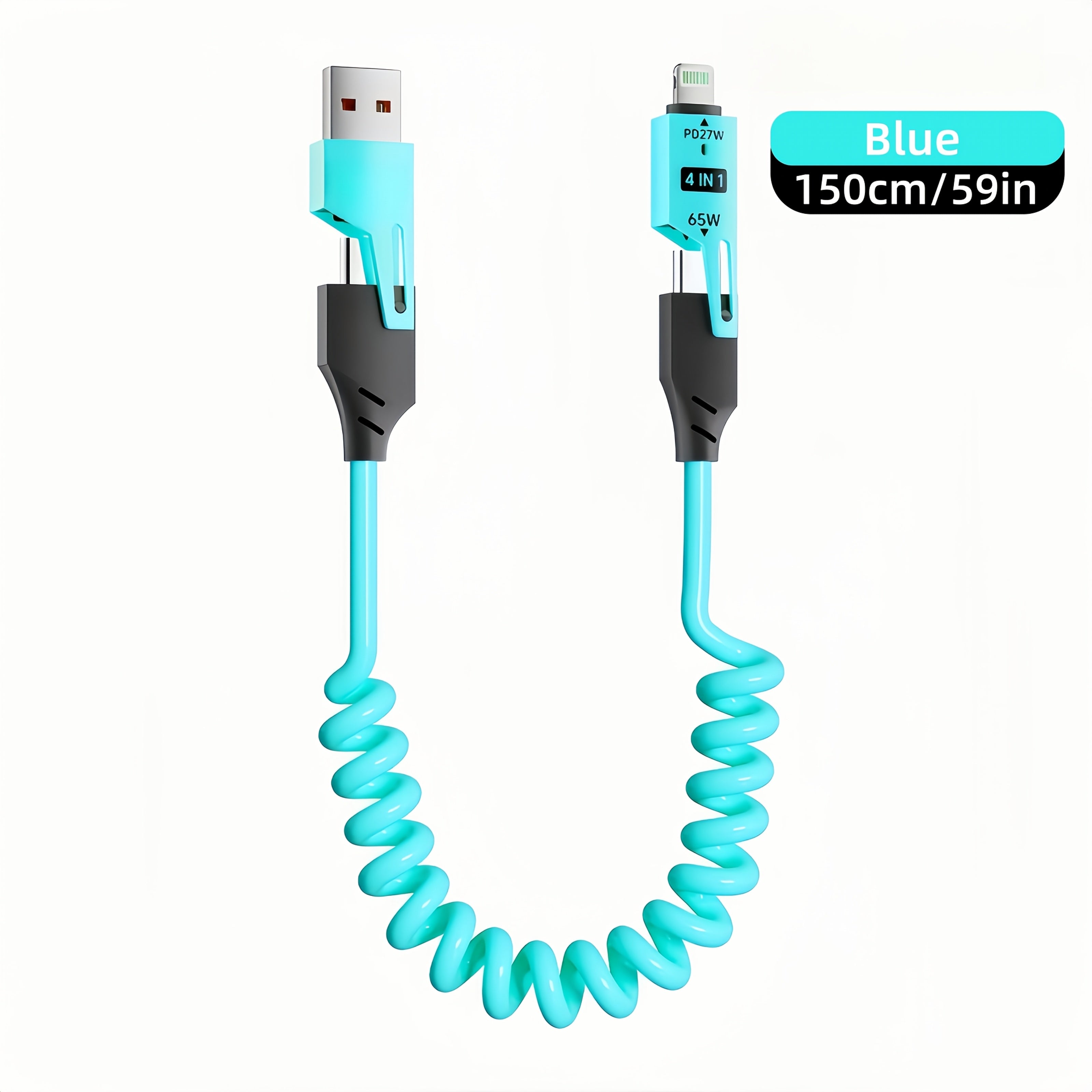 65W High-Speed Flat USB to Lightning Charging Cable for iPhone, Android, Car and Home Use 1 2 4 Pack