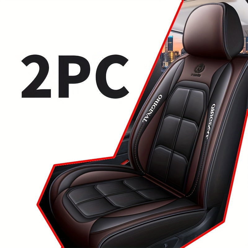 2pcs Front Car Seat Covers Leather Fit for Driver and Passenger Seats