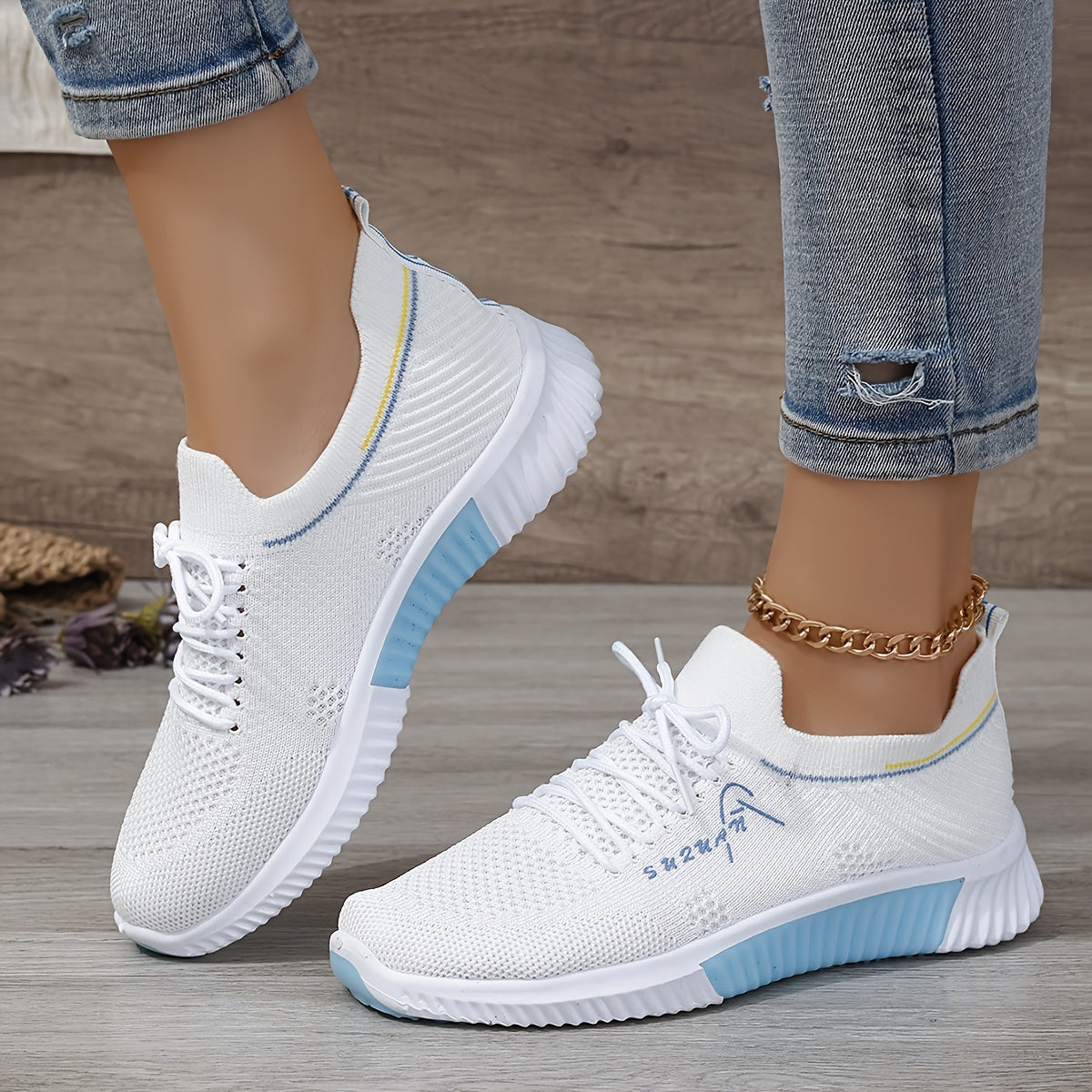 Women's Lightweight Knitted Sneakers for Running and Walking Outdoor Sports