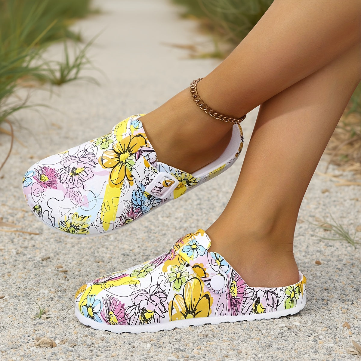 Women's Floral Butterfly Slip-On Slippers - Indoor Outdoor EVA House Shoes