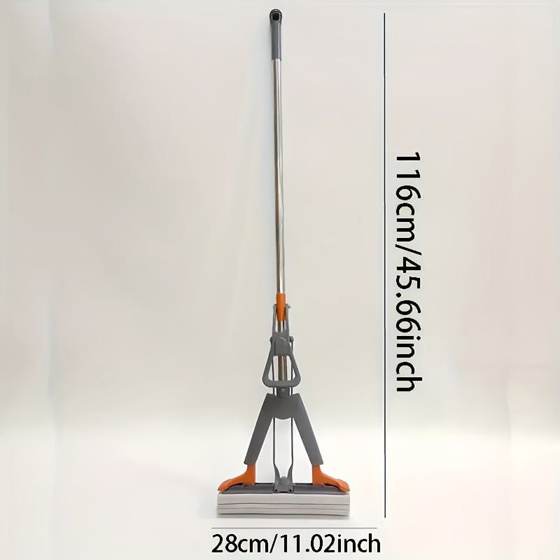 Oson siqish rulonli mop, zanglamaydigan po'lat ramka, yuvinish uchun absorbent gubka
