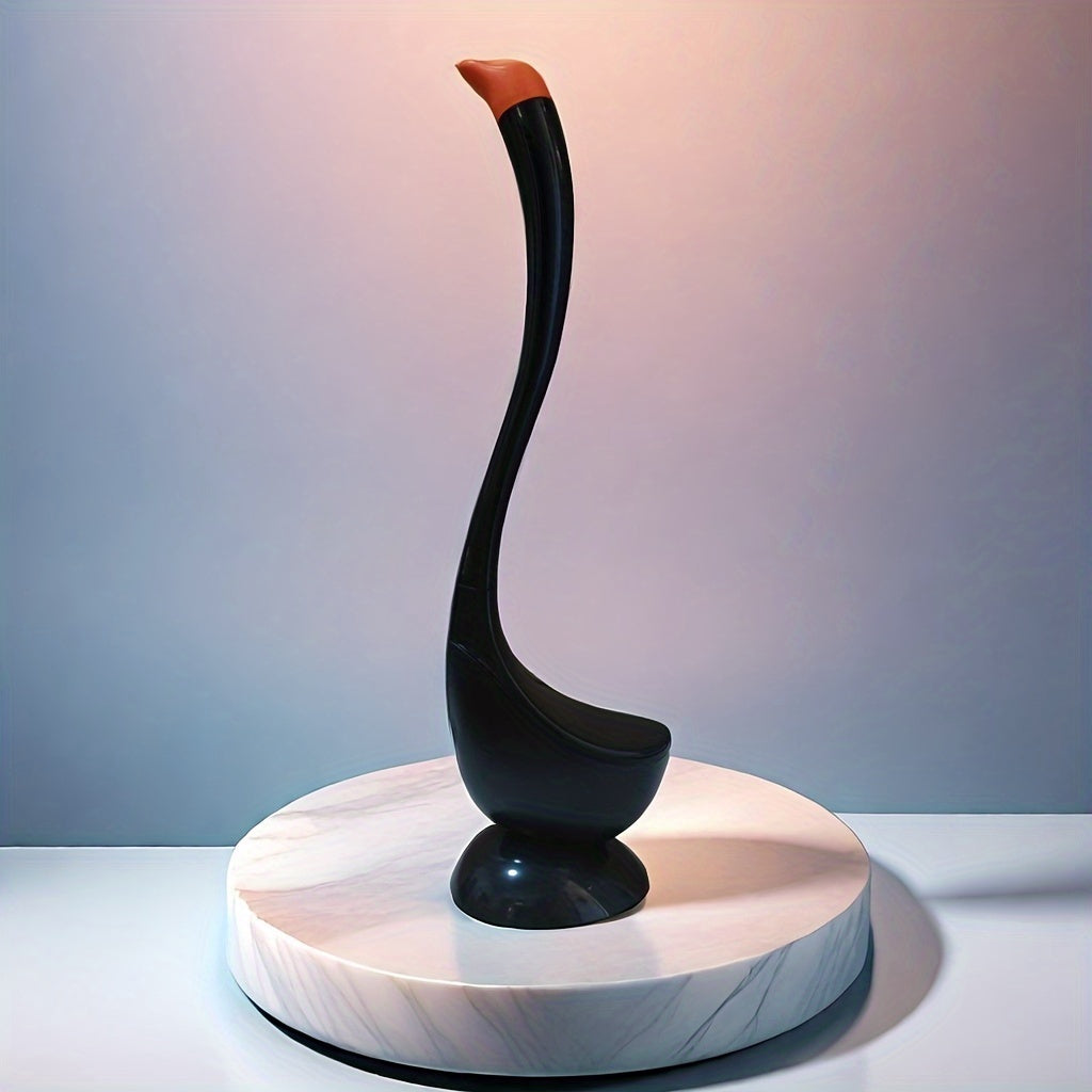 Swan-Shaped Toilet Brush with Angled Bristles Floor Mount No-Drill Long Handle Medium Firm