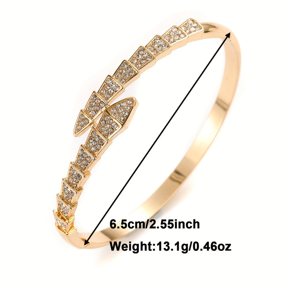 Serpentine Rhinestone Bracelet Zinc Alloy Simple Luxury Jewelry for Daily and Party Wear