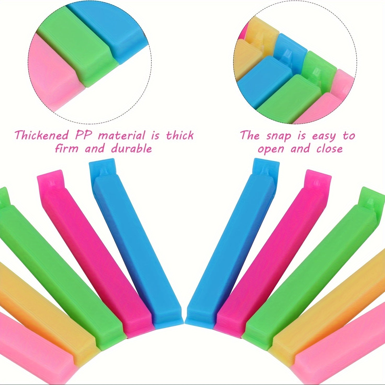 Paquete de 10 clips para bolsas de comida, pinzas selladoras, reutilizables, a prueba de humedad, organizador de cocina