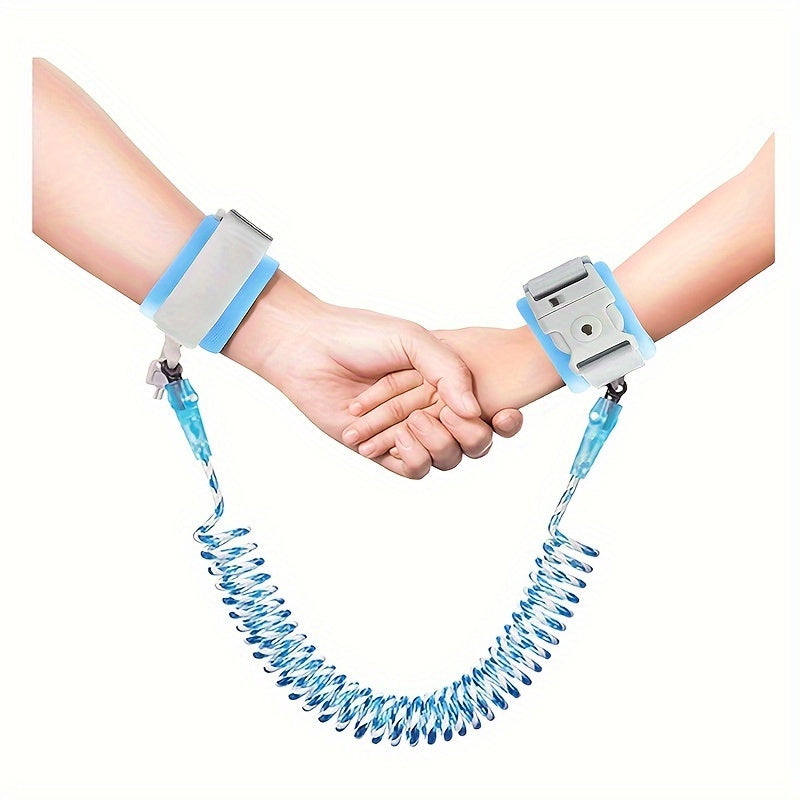 Child Safety Wrist Link Reflective Anti-Lost Harness with Key Lock and Whistle Blue