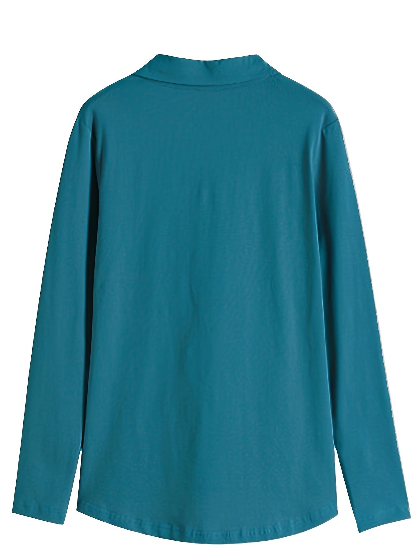Women's Solid Color Long Sleeve Collared T-Shirt for Spring and Fall