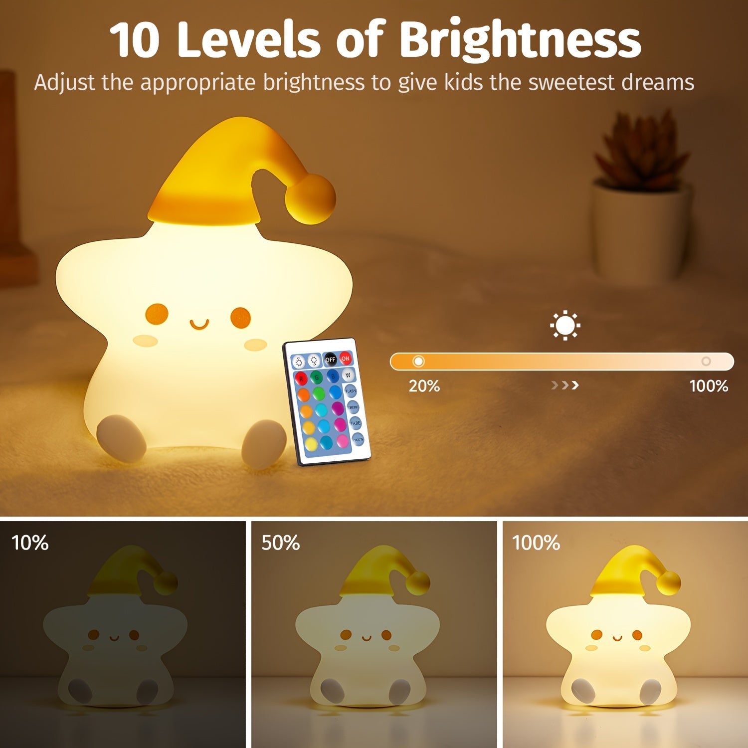 Star Night Light with Remote Control 16 Color Changing Silicone Squishy Lamp for Bedroom