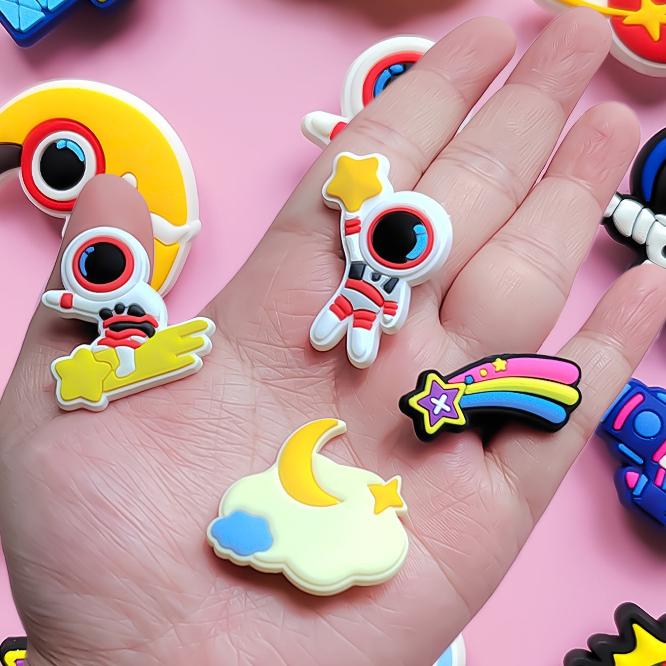 22pcs Space Explorer Shoe Charms PVC Astronaut Planet Rocket Footwear Accessories