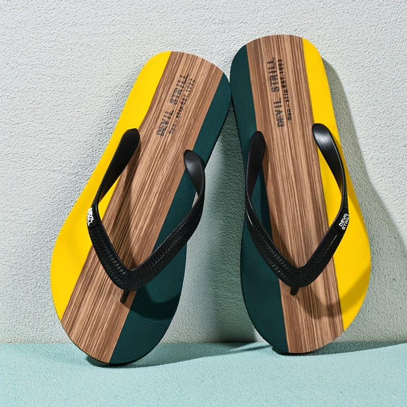 Men's Casual Outdoor Slippers with Rubber Sole Anti-Slip Odorless Sweat-Absorbing EVA Beach Shoes