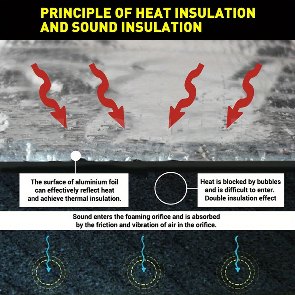 20 piezas de almohadillas de aislamiento térmico de aluminio para capó de coche, reducción de ruido, negro, insonorización automotriz