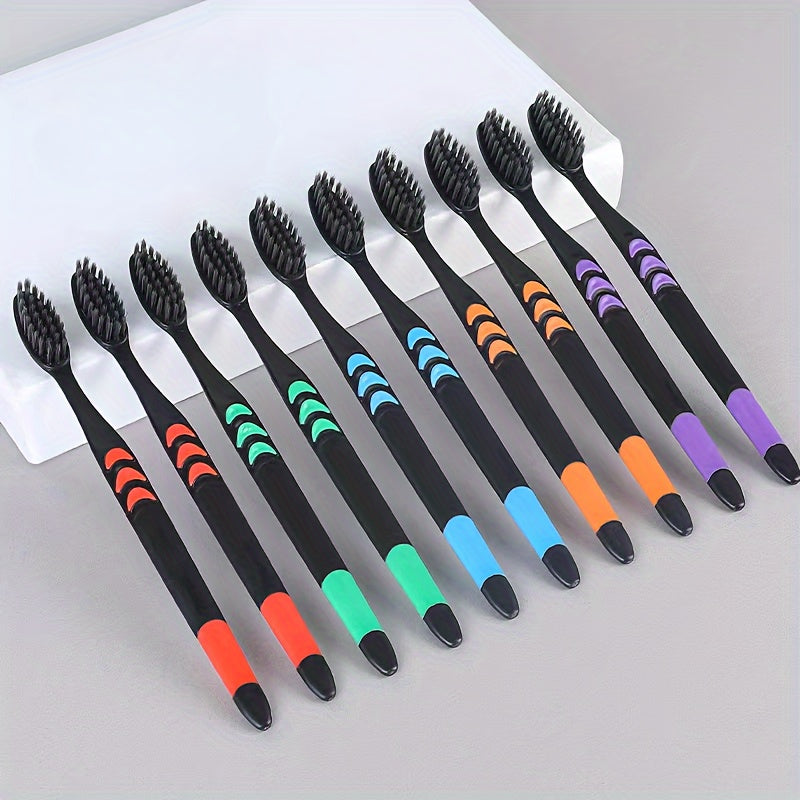 10 Bamboo Charcoal Soft Toothbrushes for Deep Oral Care at Home