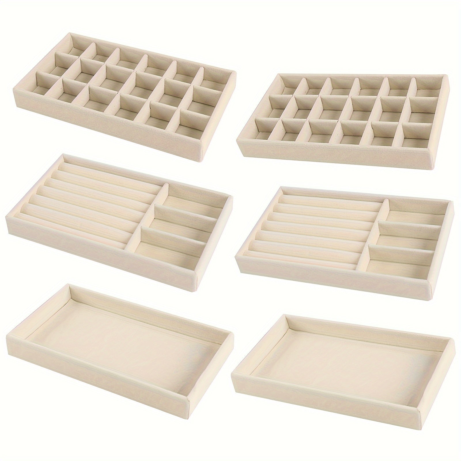 Set of 6 Jewelry Trays for Organizing Earrings Rings Necklaces Bracelets
