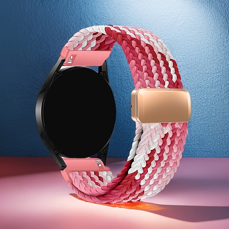 Polyamide Elastic Woven Smartwatch Band with Magnetic Clasp 18mm 20mm 22mm Compatible with Samsung Huawei Xiaomi