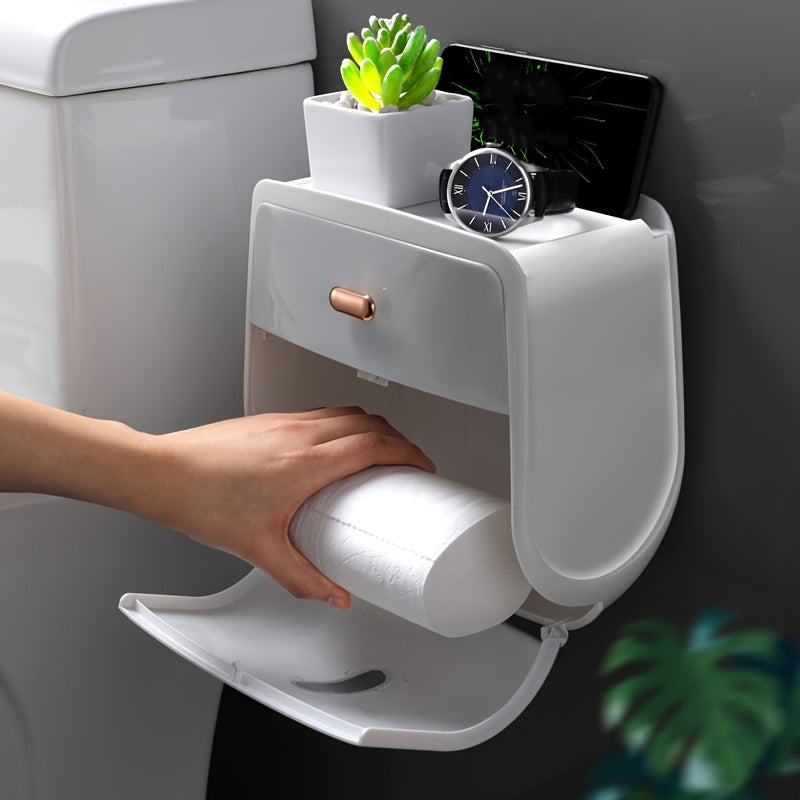 Portarrollos de doble capa para pared, resistente al agua, para baño, almacenamiento de papel higiénico