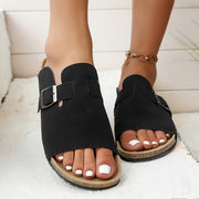 Women's Open-Toe Flat Sandals Summer Casual Slip-On Platform Sandals