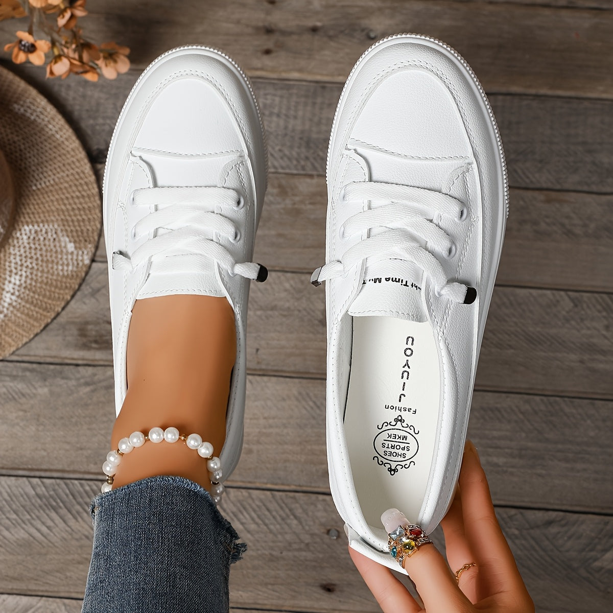 Женские белые кроссовки Мэри Джейн на противоскользящей резиновой подошве, дышащие, с перфорацией, повседневная обувь