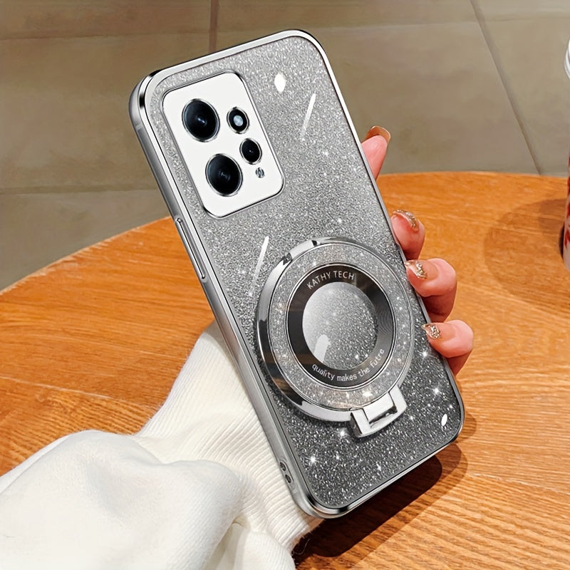 Magnetic Suction Phone Case for Redmi Series with Gradient Flash Powder Shockproof TPU