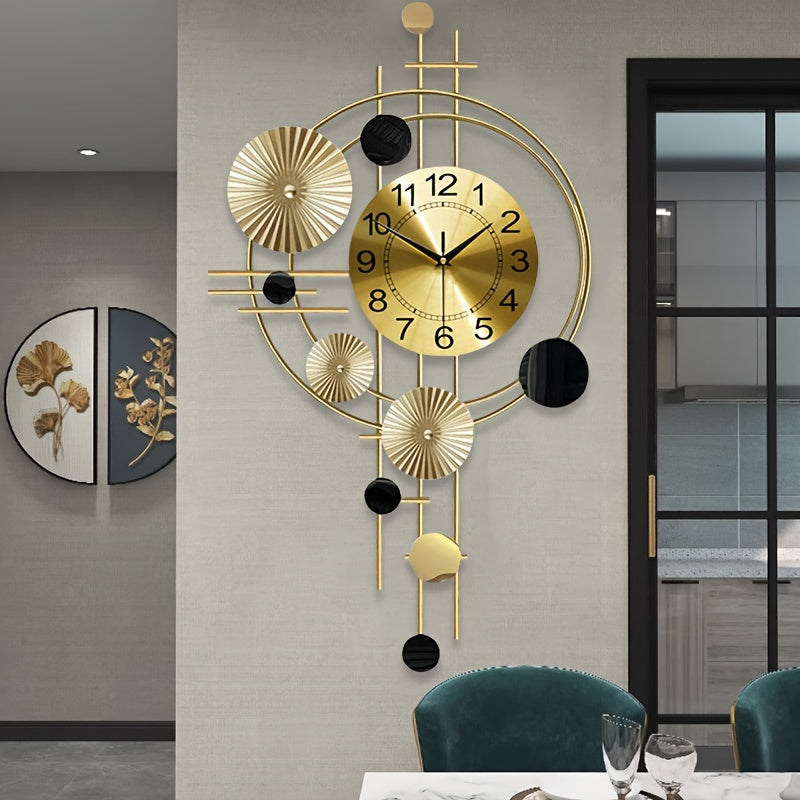 Nordic-Style Iron Wall Clock with Digital Display, Large Numbers, Geometric Design