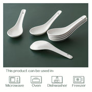 6-Piece White Ceramic Soup Spoon Set Microwave Oven Dishwasher Safe