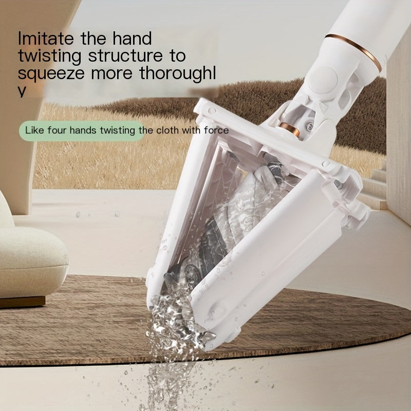 Butterfly Mop with Twisting Mechanism, Reinforced Rod, One-Click Replacement