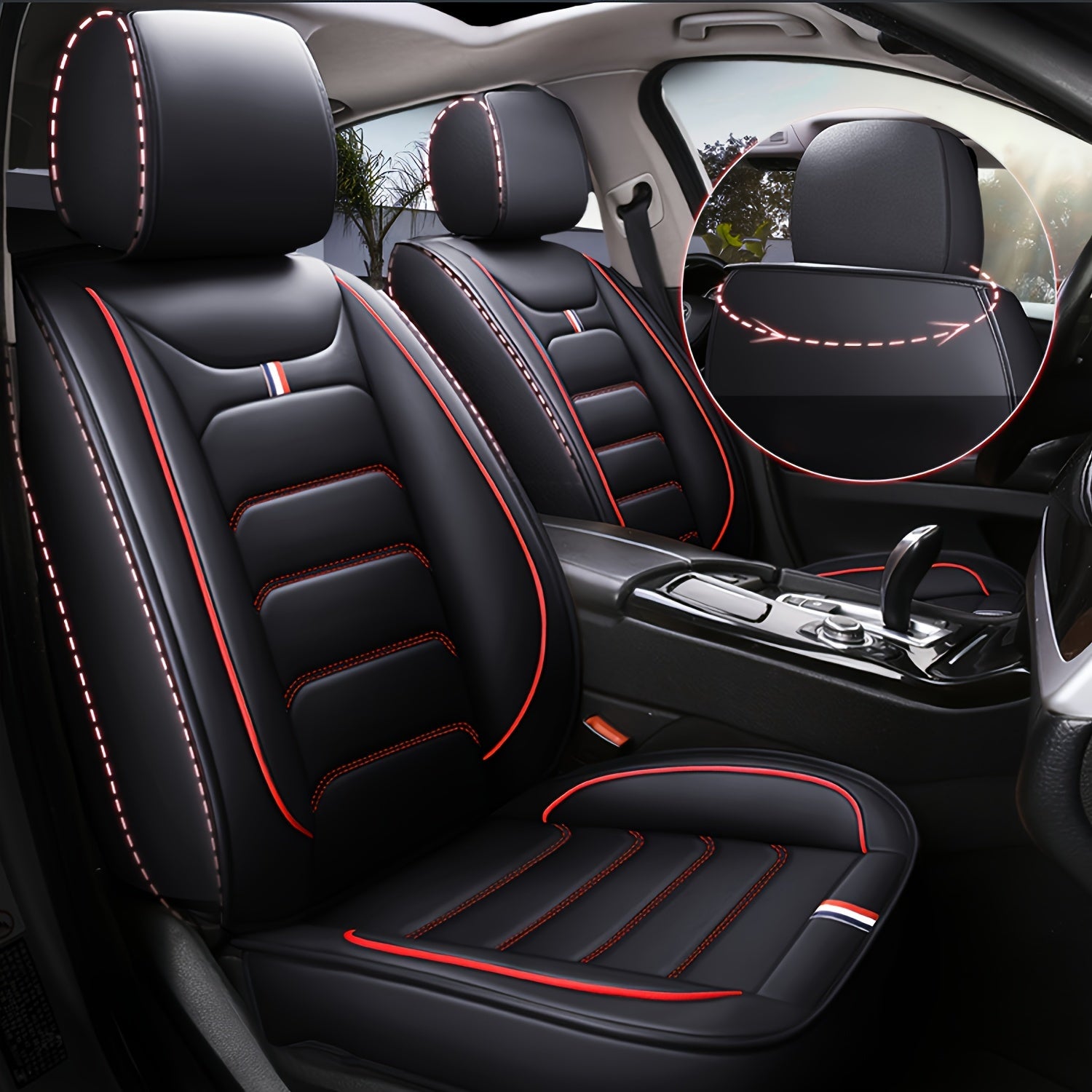 All-Season Faux Leather Car Seat Covers Universal Fit for Five-Seat Models