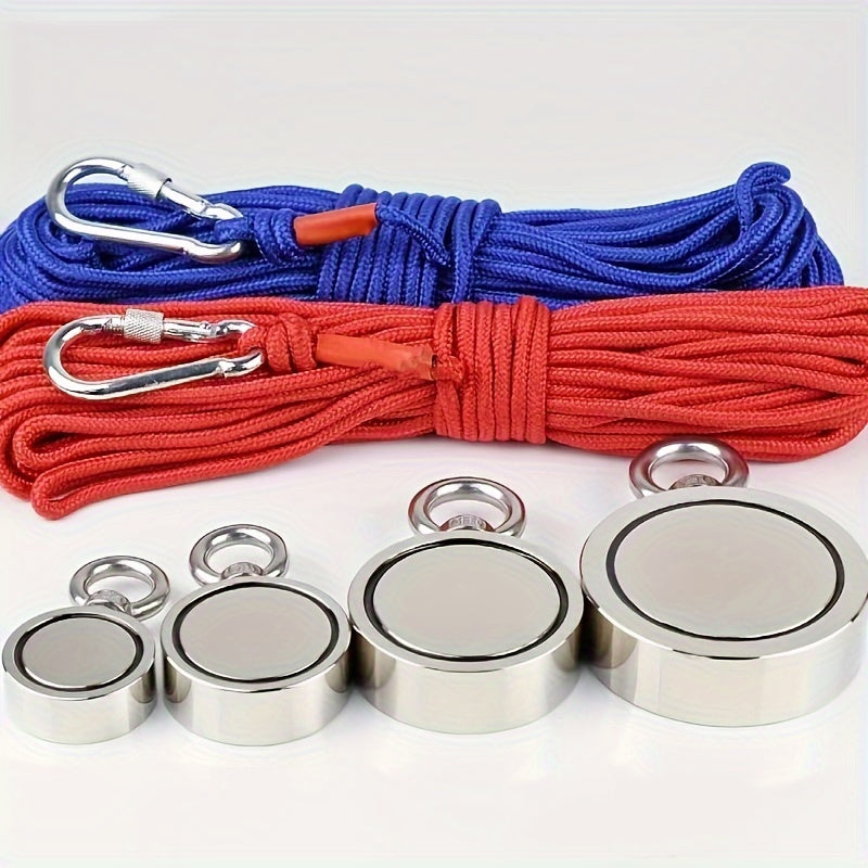 Double-Sided Round Neodymium Fishing Magnet with Ring High Pull Force Salvage Recovery 1 Pack