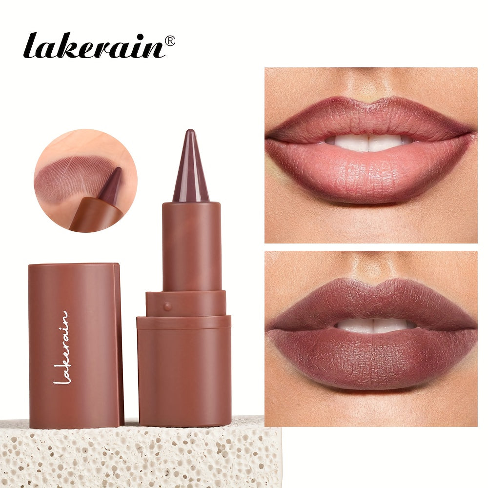 Dúo de perfilador de labios mate y lápiz de labios para mujer, color púrpura, de larga duración, punta cónica