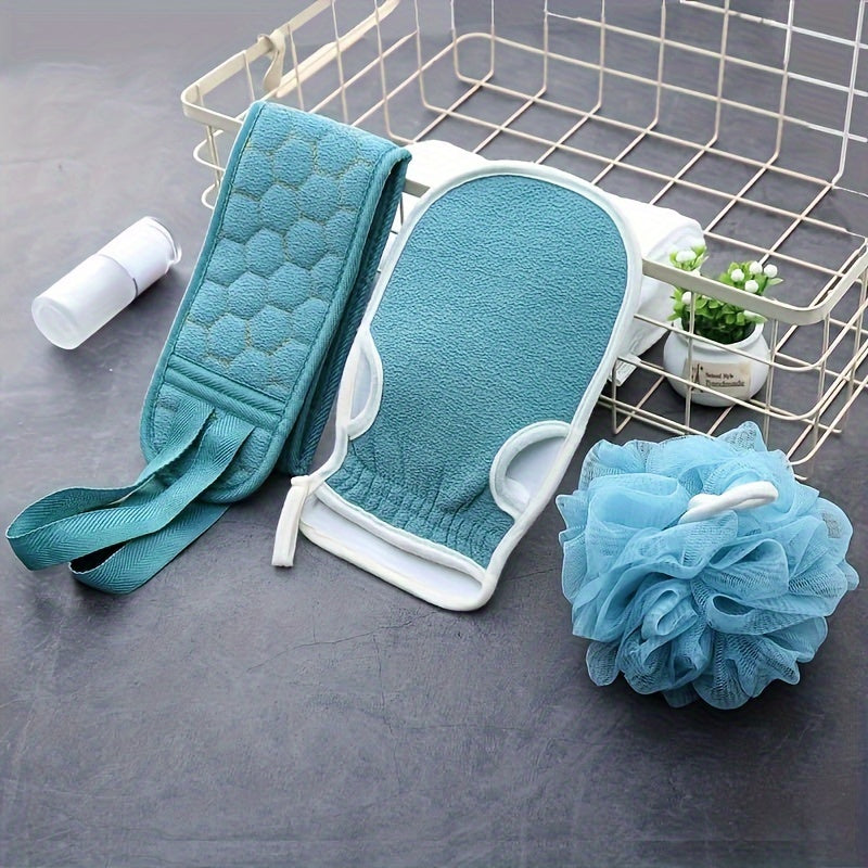 Exfoliating Bath Set with Scrubber Brush and Gloves for Deep Skin Cleanse