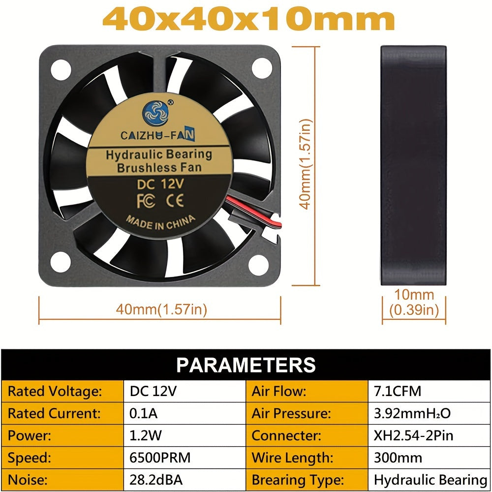 4pcs 40x40x10mm Brushless Cooling Fans 12V 24V for 3D Printers DVRs Small Appliances