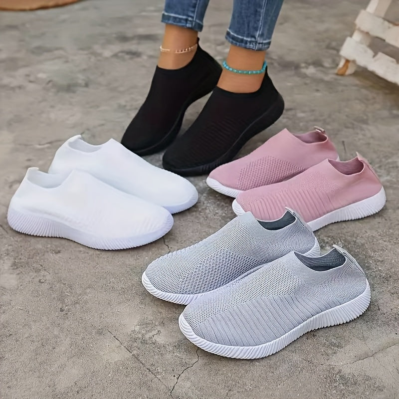 Women's Pink Mesh Slip-On Sneakers Lightweight Breathable Athletic Shoes