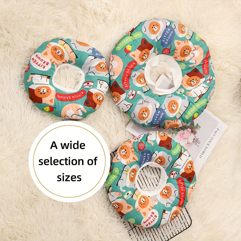 Soft Recovery Collar for Cats and Small Dogs Adjustable Elizabethan Neck Cone with Cartoon Design