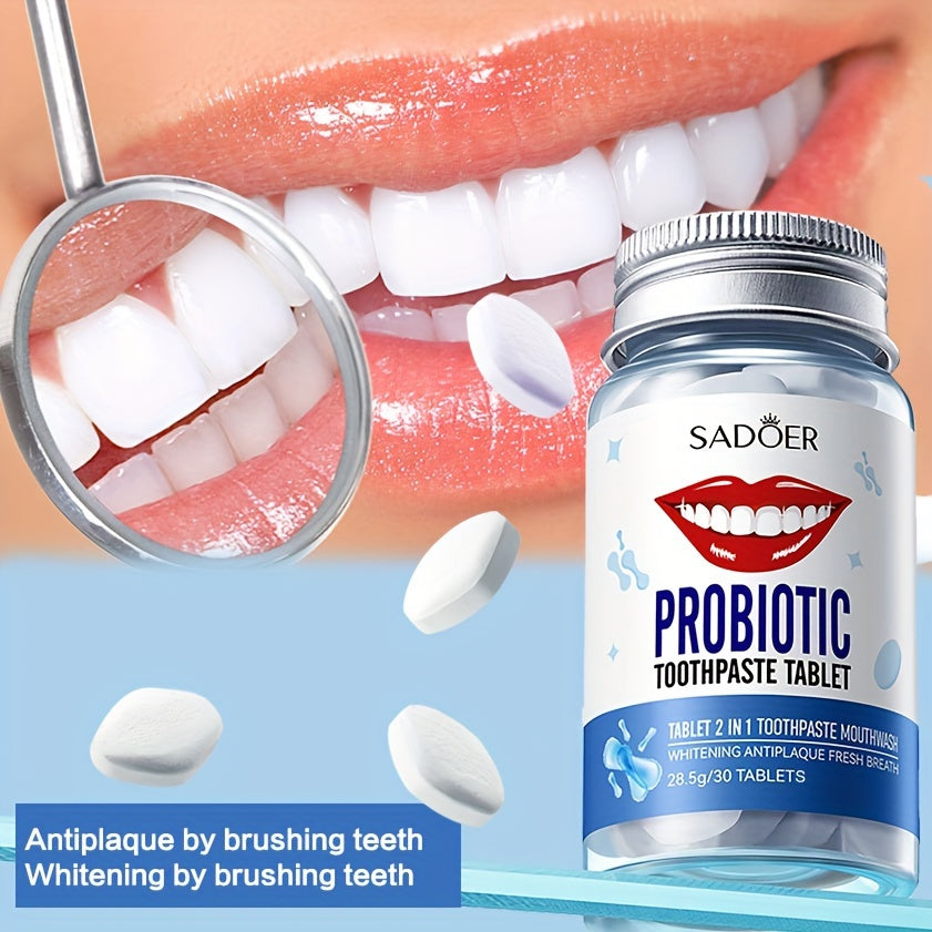 Probiotic Toothpaste Tablets 28.5G Deep Clean Fresh Breath Antiplaque Whitening Pack of 30