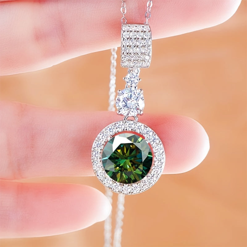 Moissanite Pendant Necklace 5 Carat 18K Gold Plated Sterling Silver Hypoallergenic Engagement Jewelry