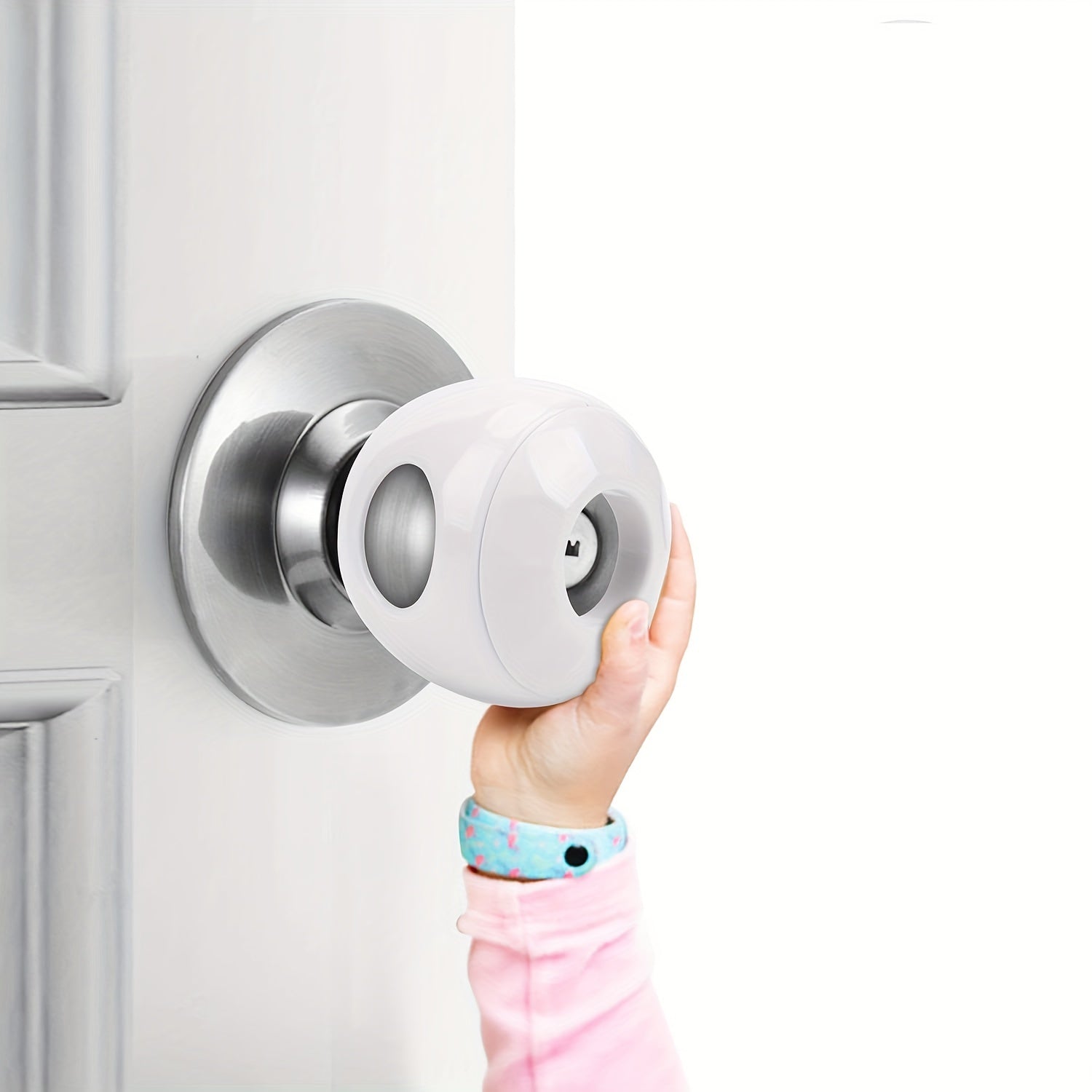 Bolalar xavfsizligi eshik tutqichlari qoplamalari Oq, bardoshli, qayta ishlatiladigan, oson olib tashlanadigan, ikki tomonlama qulflash bilan xavfsizlik