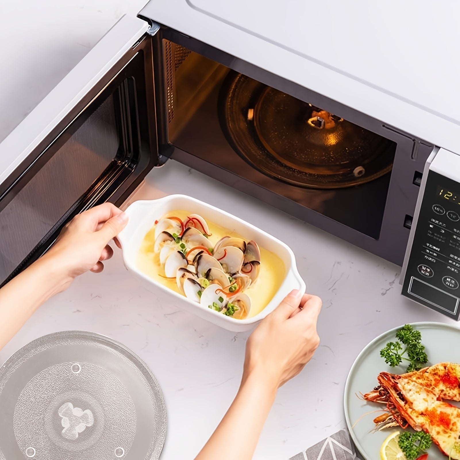 Heat-Resistant Glass Microwave Turntable Plate for Kitchen and Dining