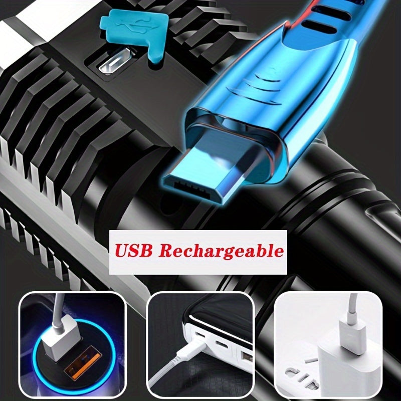Rechargeable LED Flashlight with 400mAh Battery COB Side Light USB Powered Outdoor Searchlight