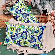 Set of Two Turkish Floral Pattern Pillow Covers 30x50 cm Double-Sided Plush Polyester