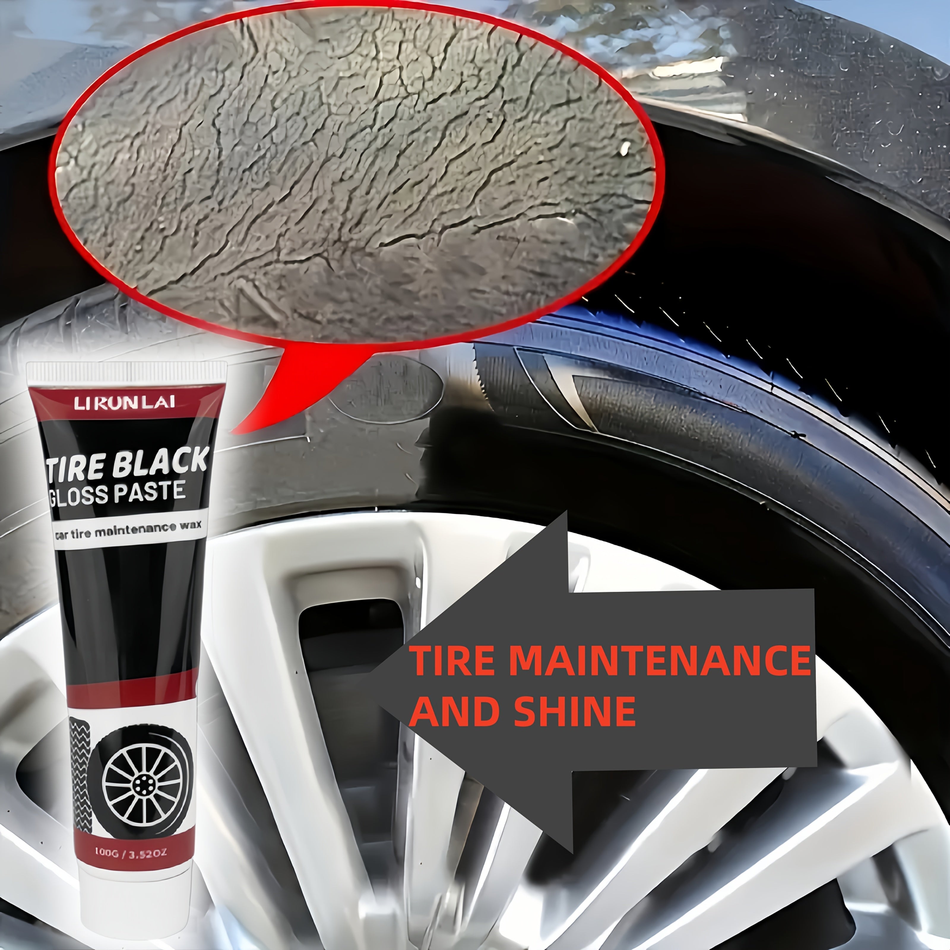 Tire Black Gloss Paste for Cars Motorcycles Bicycles Long-Lasting Shine