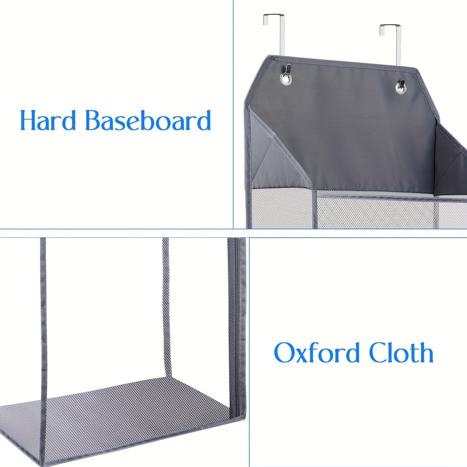 Foldable Hanging Laundry Hamper with Hooks Zipper Mesh for Bathroom Dorm Small Spaces